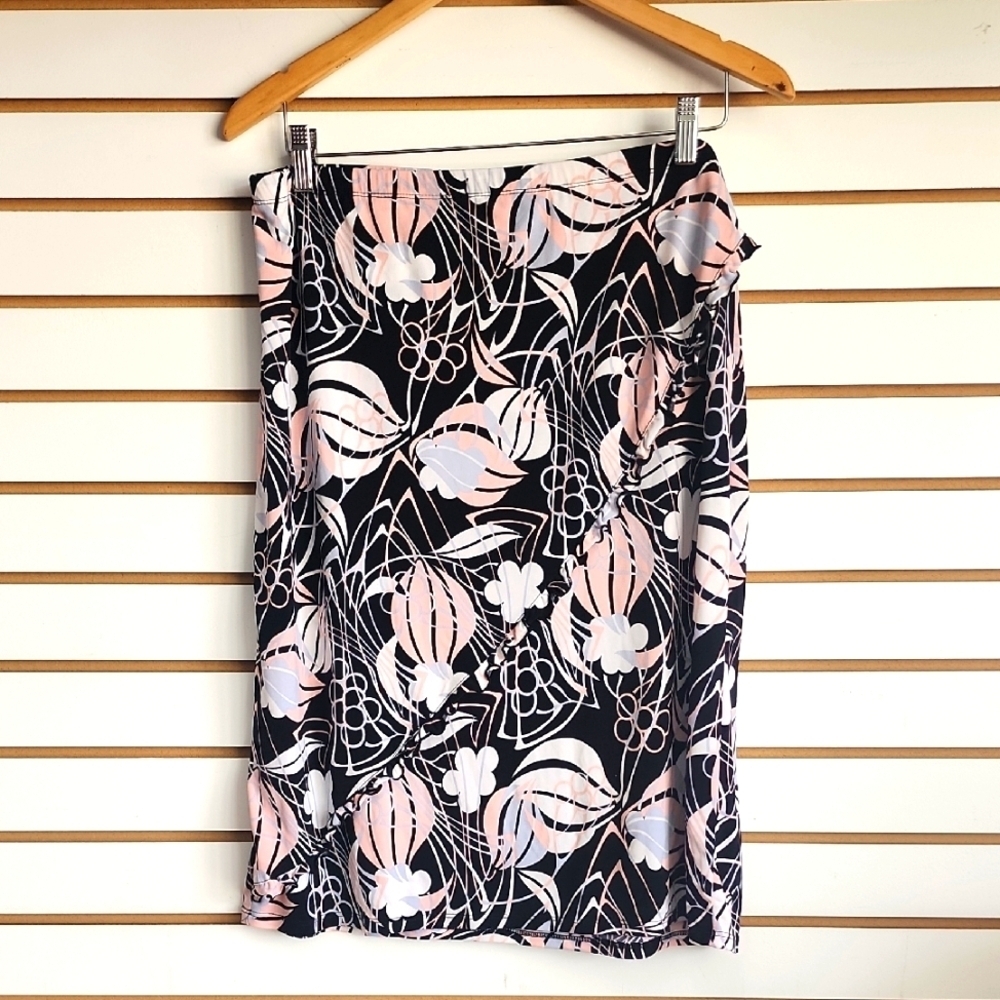 Merona Black and Pink Patterned Skirt